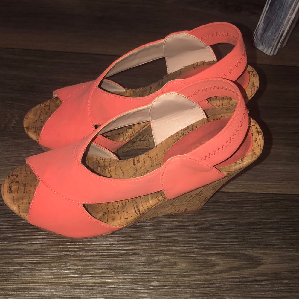 Orange wedge shoes